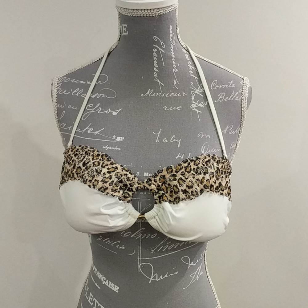 PINK VS bathing suit top with leopard pattern